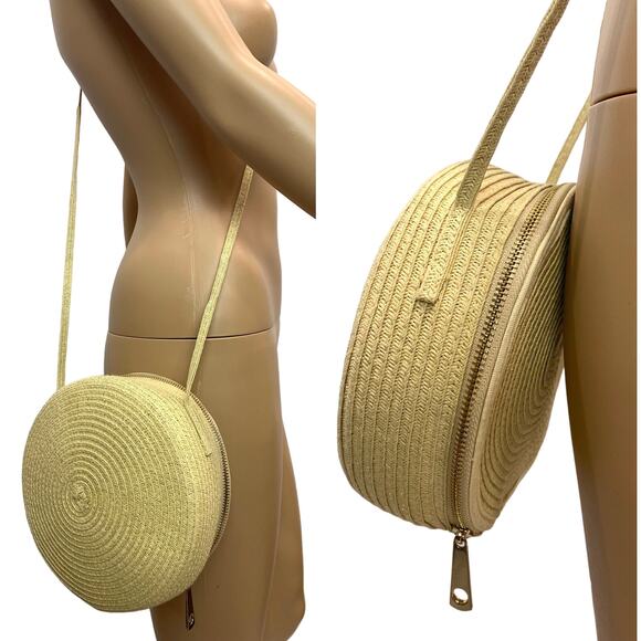 Y2K Bohemian Round Woven Natural Straw Shoulder Bag - Picture 2 of 10